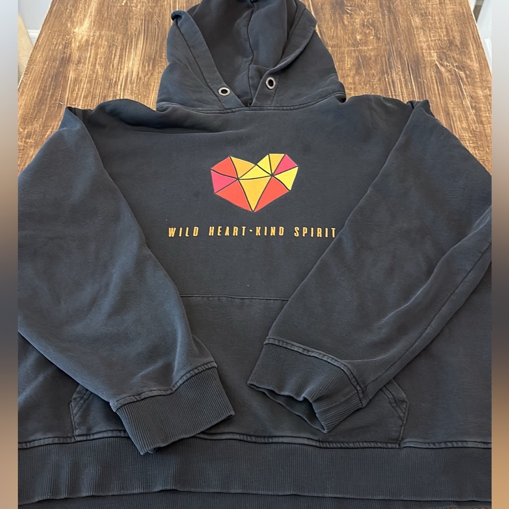 Zyia Wild Heart Kind Spirit Distressed Black Hoodie XL